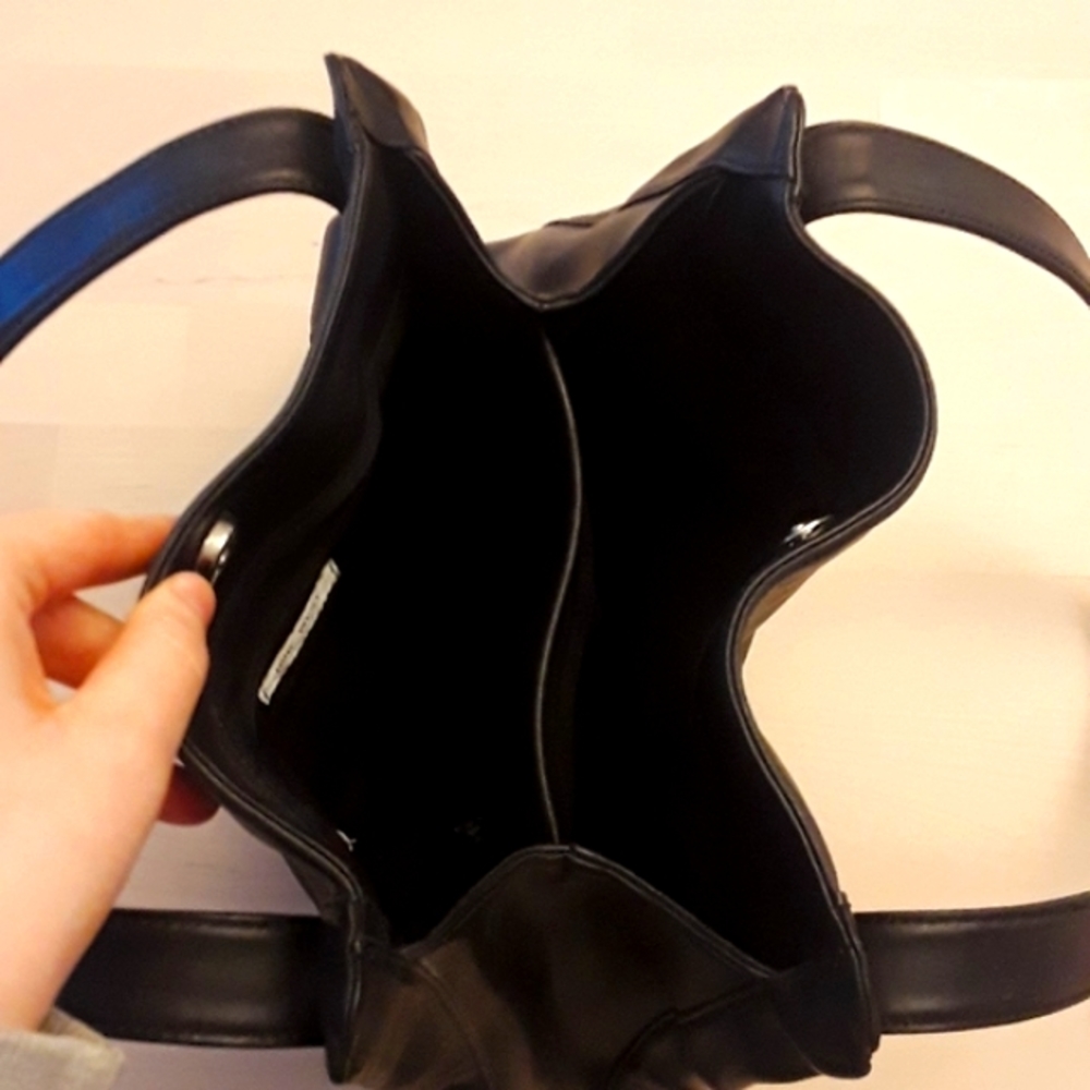 Vintage 90s 100% Leather Nine West Black Shoulder Bag - Picture 7 of 15